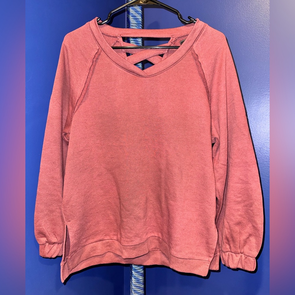 RACHEL ROY- Women’s Dark Red Sweatshirt with Crisscross back detail Size Small - Picture 3 of 14
